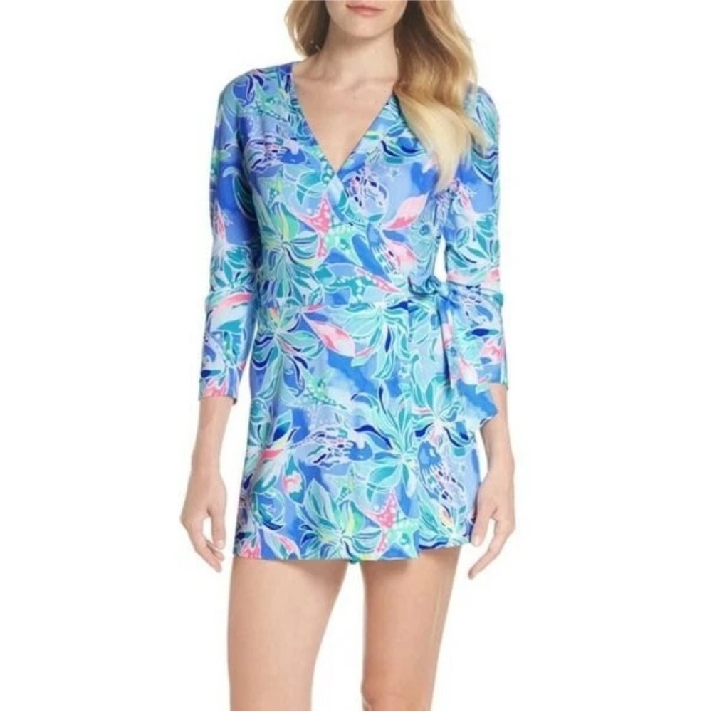 Lilly Pulitzer KARLIE WRAP ROMPER Bennet‎ Blue Celestial Seas S